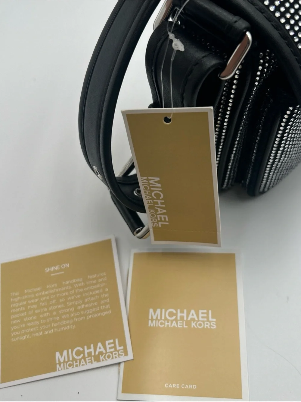 Michael Kors Black Rhinestone-Embellished Messenger Bag